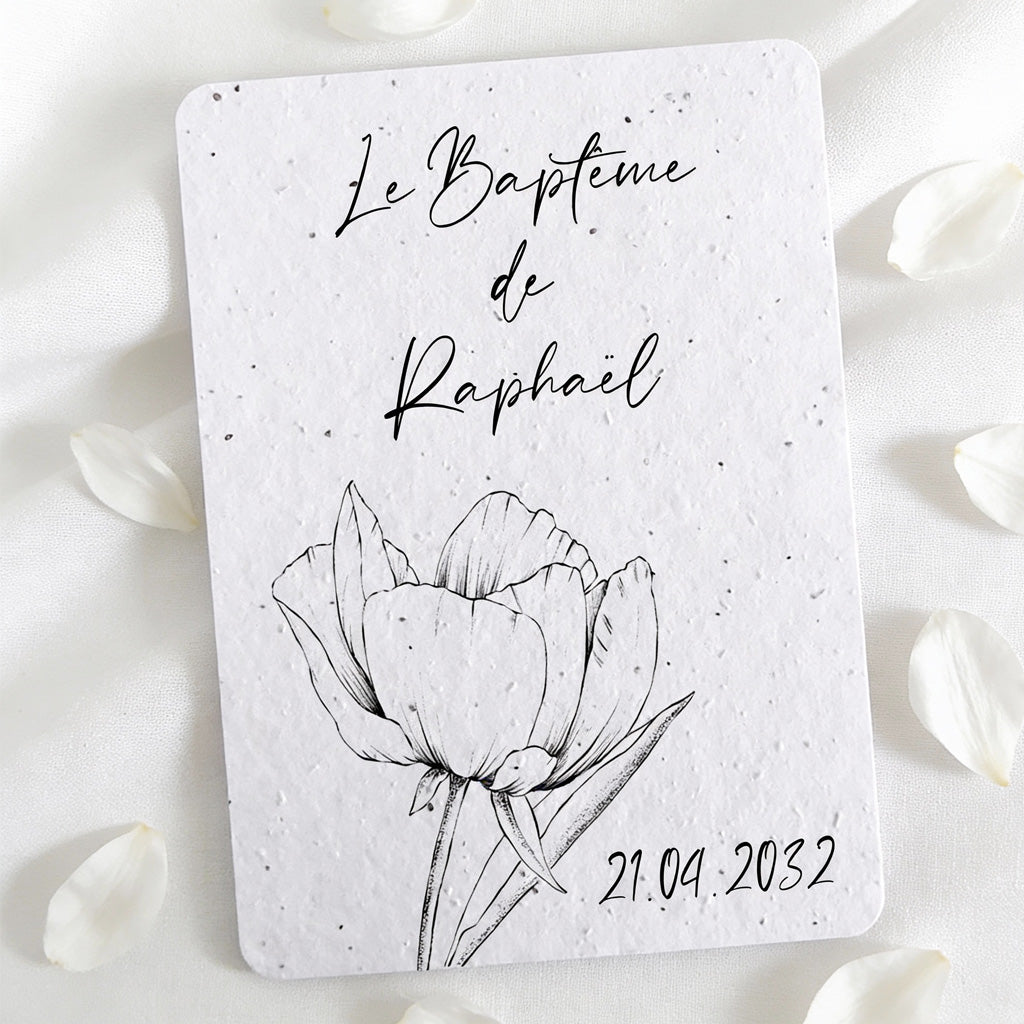 faire-part de baptême à planter 