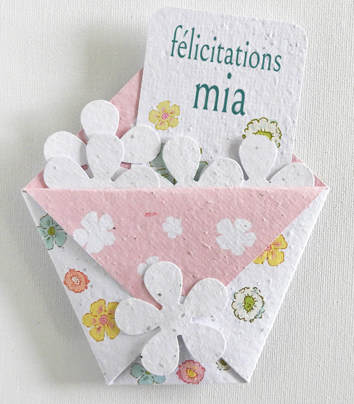 Carte écoresponsable papier ensemencé félicitations