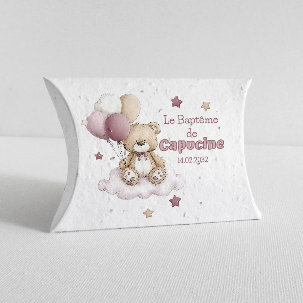 boîte dragée baptême papier ensemencé