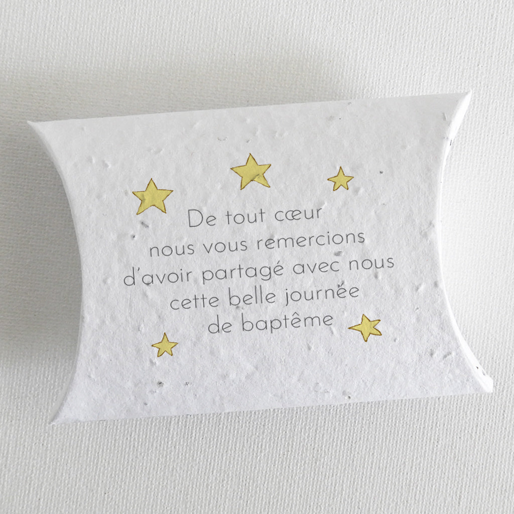 cadeau invité baptême papier ensemencé
