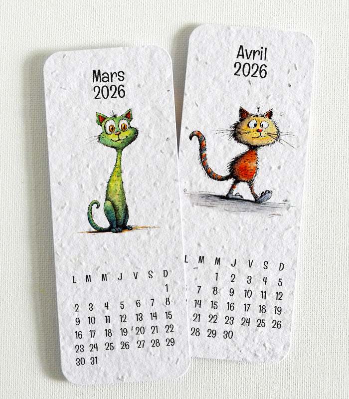 12 Plantable Calendar Bookmarks School Year 2025 - 2026 - Chats Rigolos