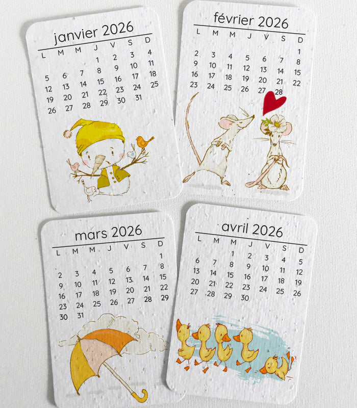 calendrier scolaire papier ensemencé
