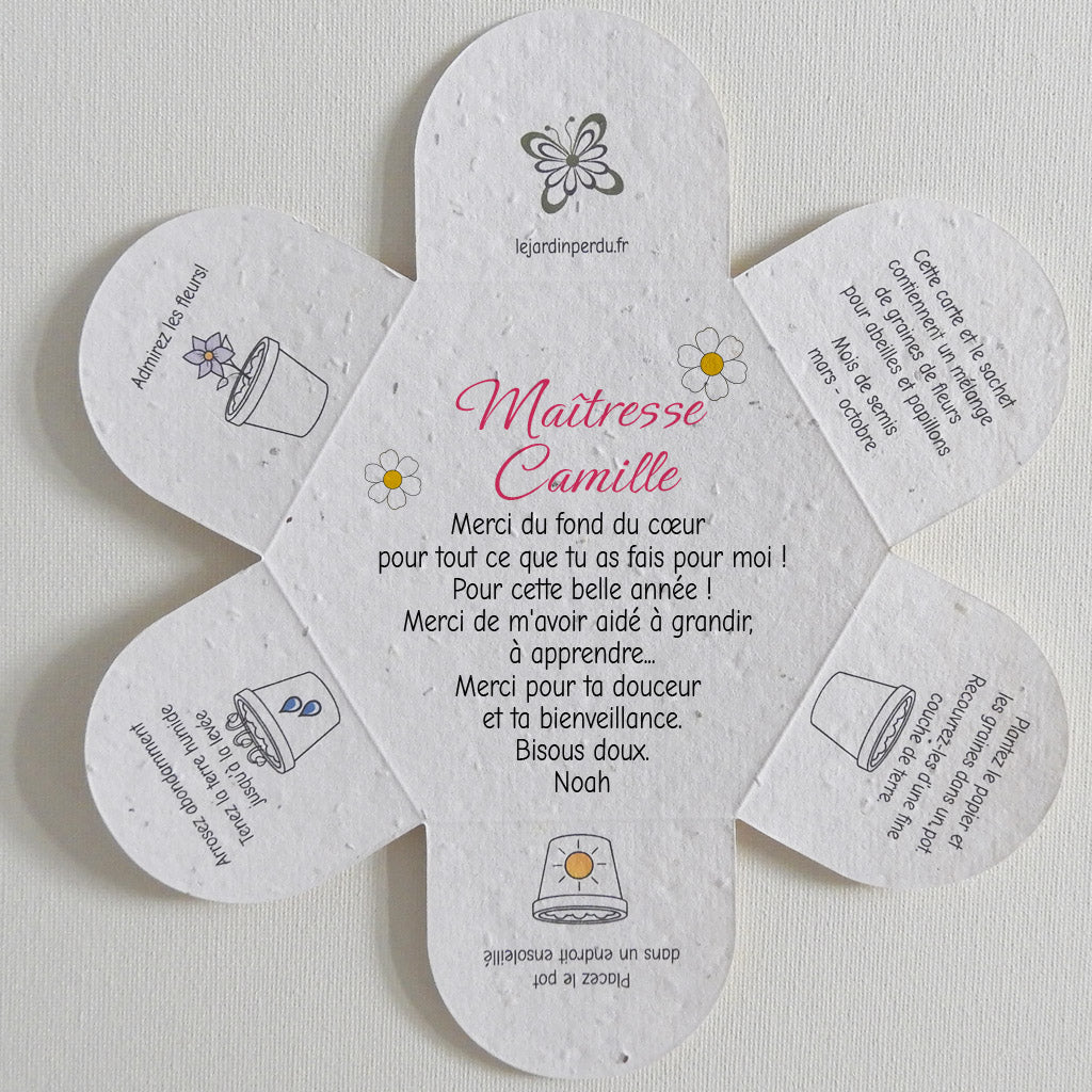 carte à personnaliser merci maîtresse, nounou