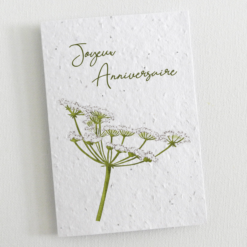 carte d'anniversaire papier ensemencé