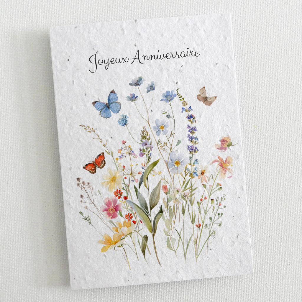 carte d'anniversaire papier ensemencé