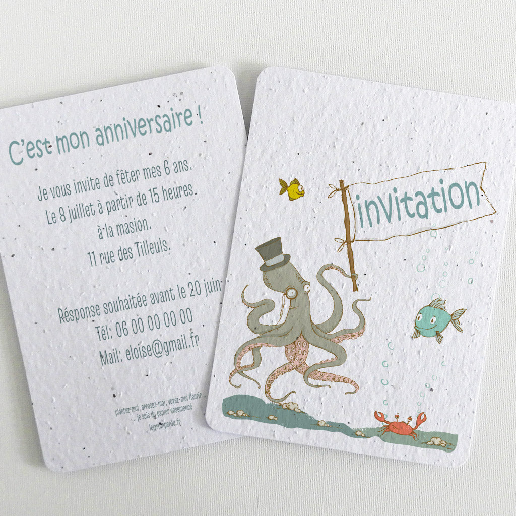 carte d'invitation papier ensemencé