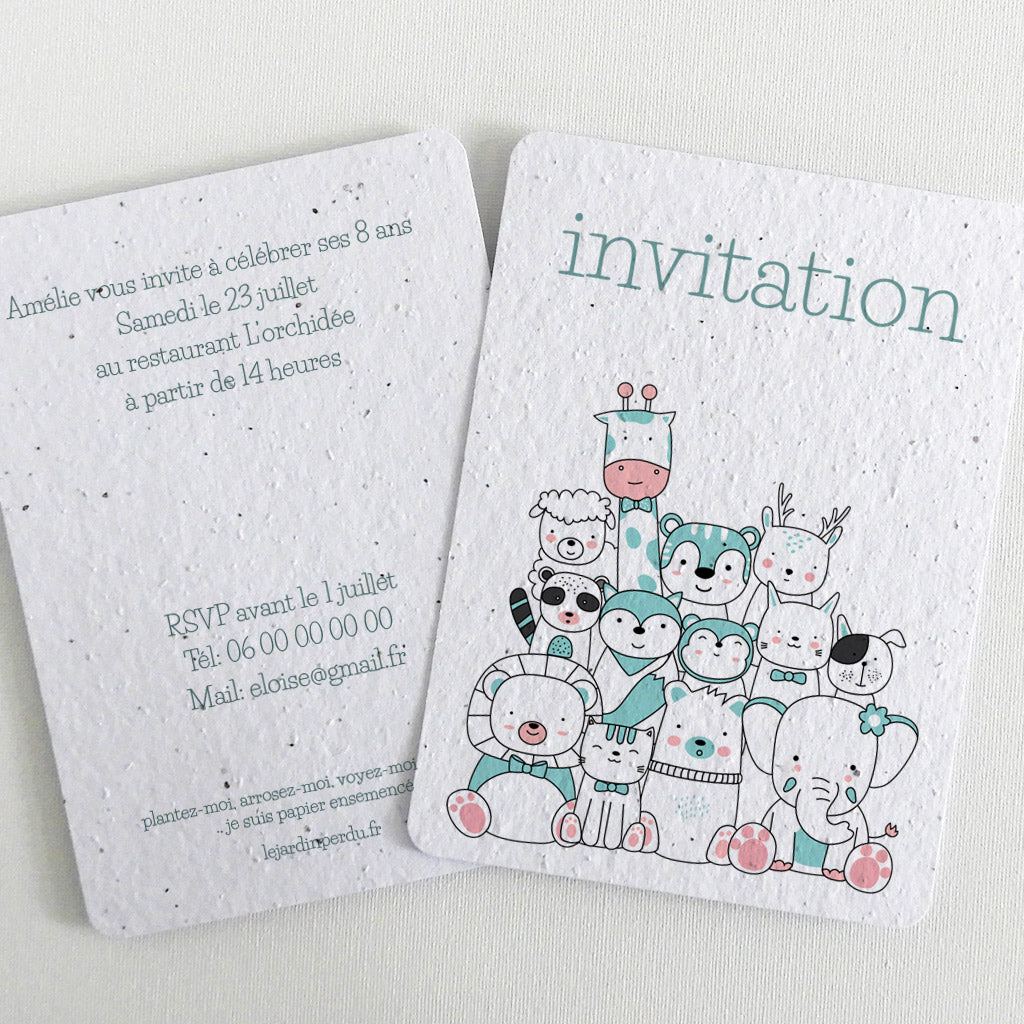 carte d'invitation papier ensemencé