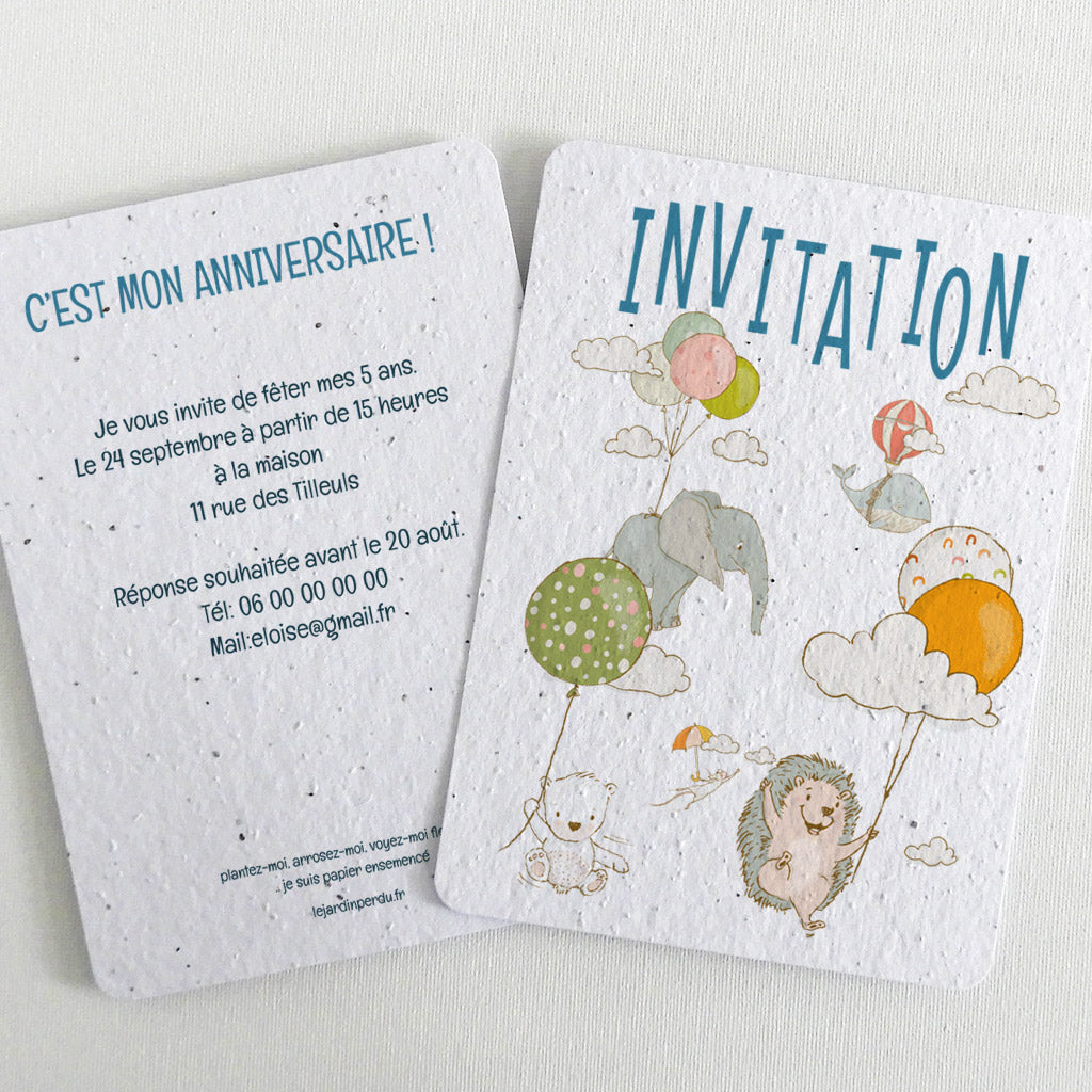 carte d'invitation papier ensemencé