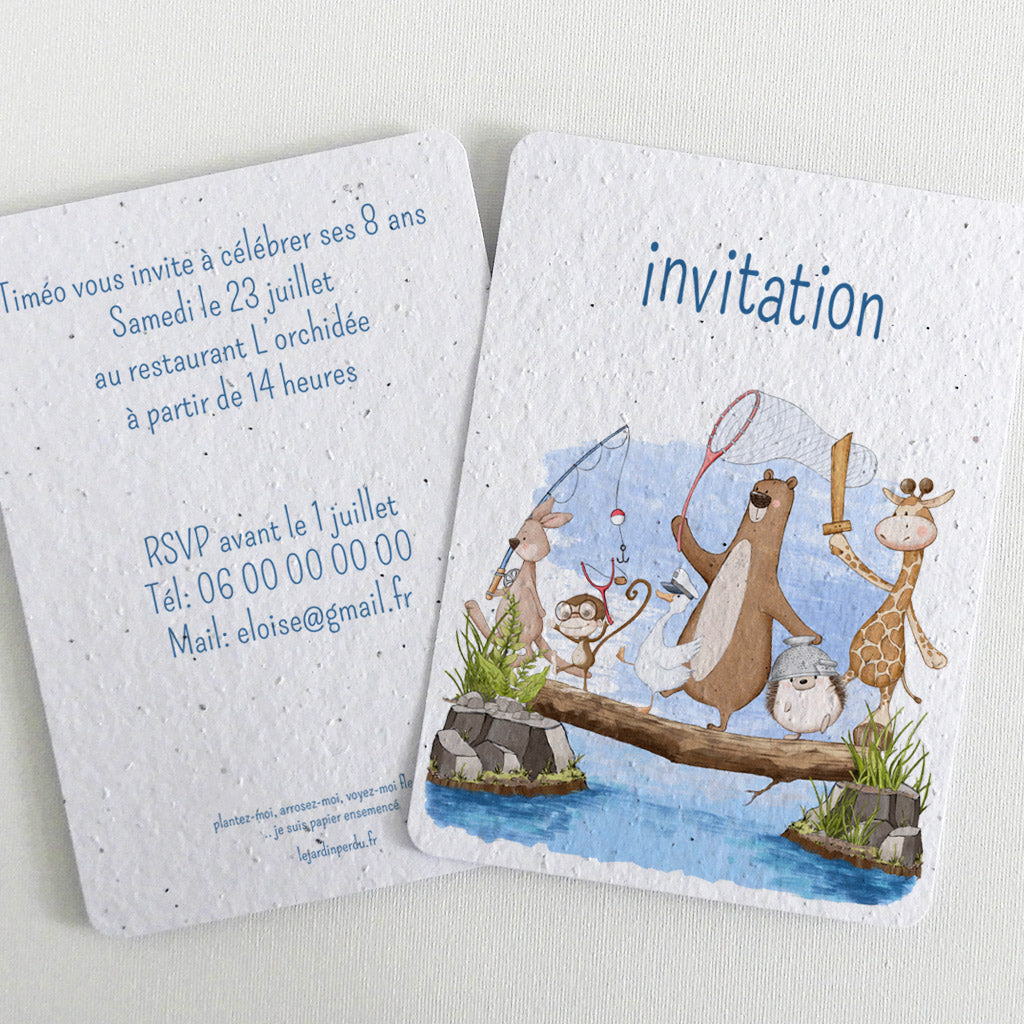 carte d'invitation papier ensemencé