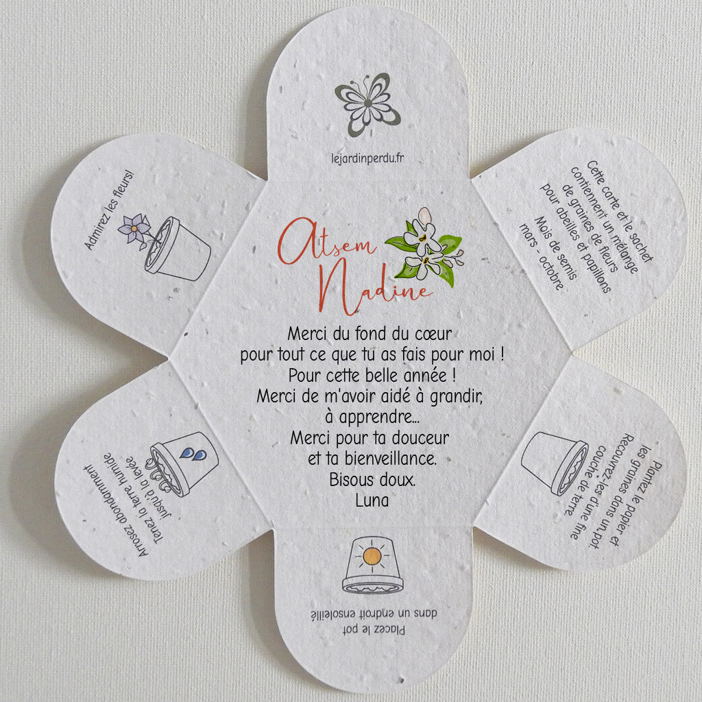 carte à personnaliser merci maîtresse, nounou
