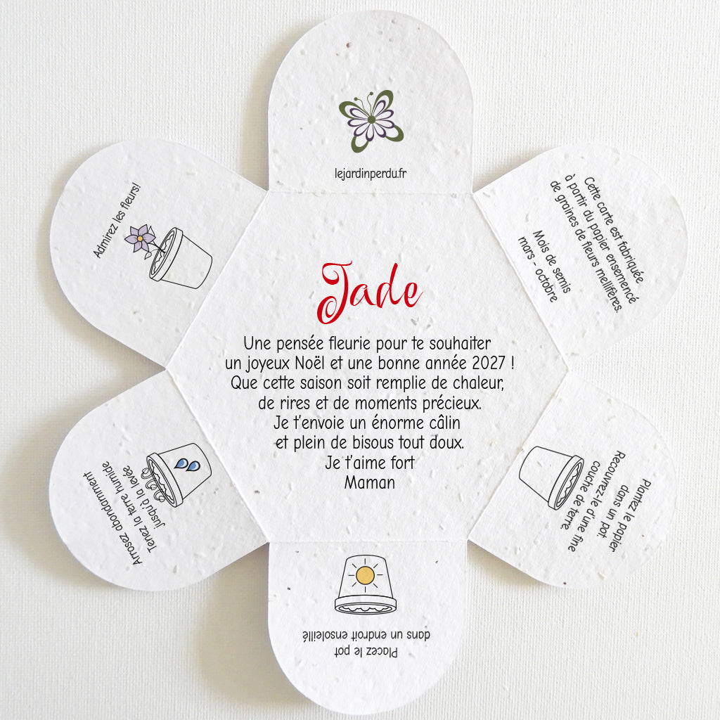 carte pétale à planter Noël