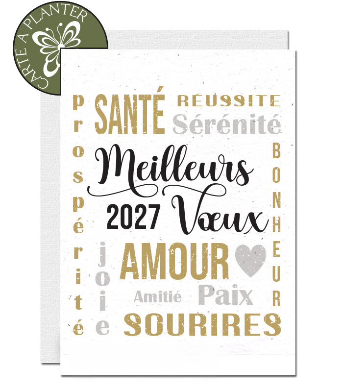 carte de vœux 2027 papier ensemencé