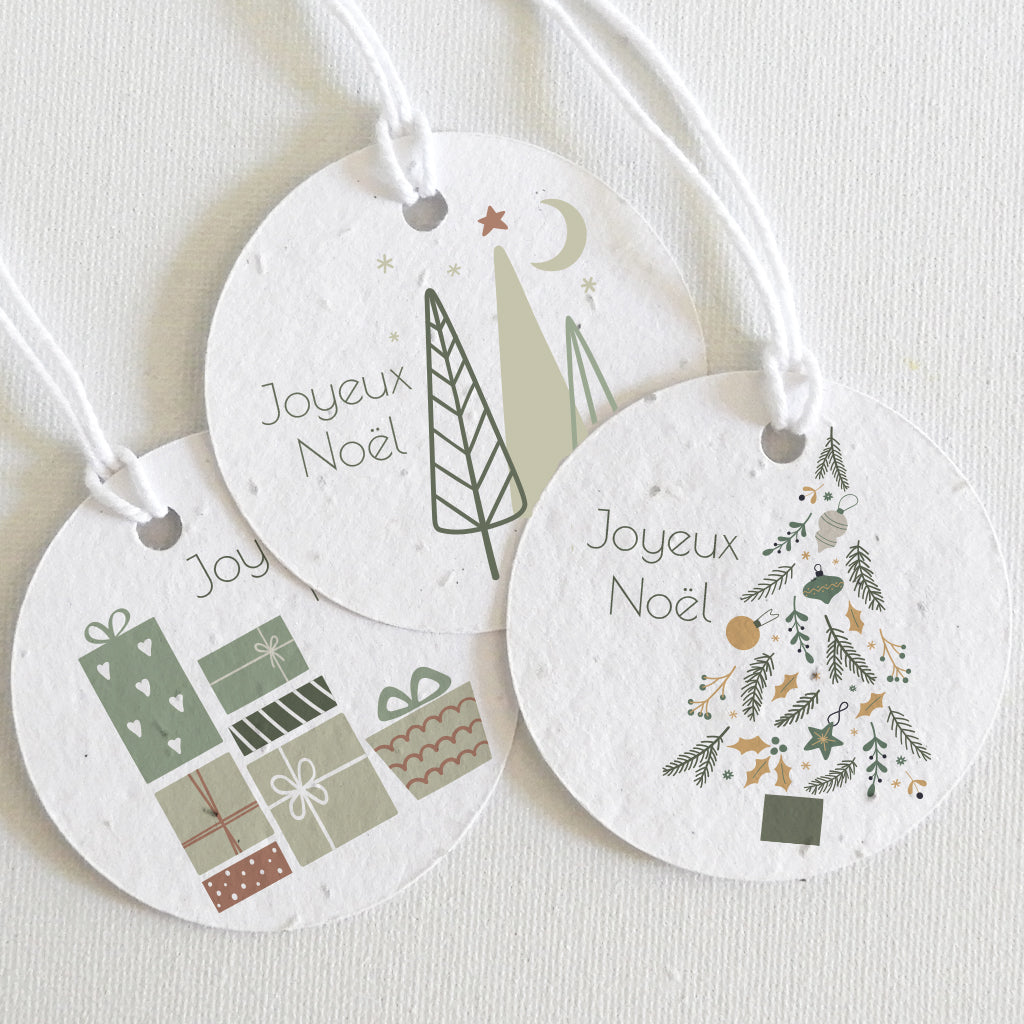étiquettes cadeaux de Noël à planter