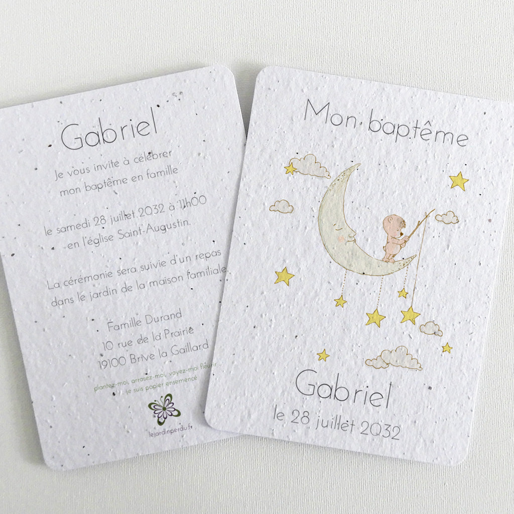 Faire-part de baptême ensemencé