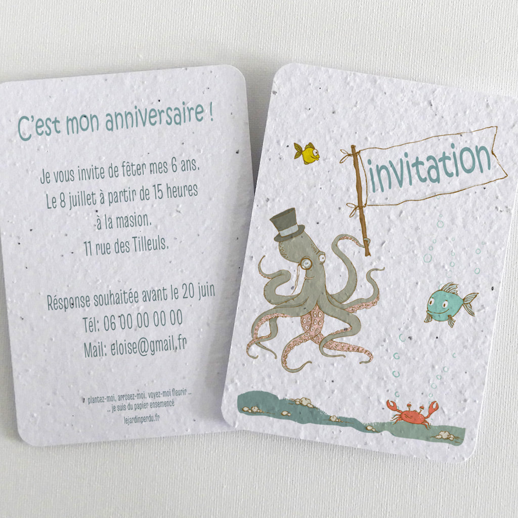invitation anniversaire papier ensemencé