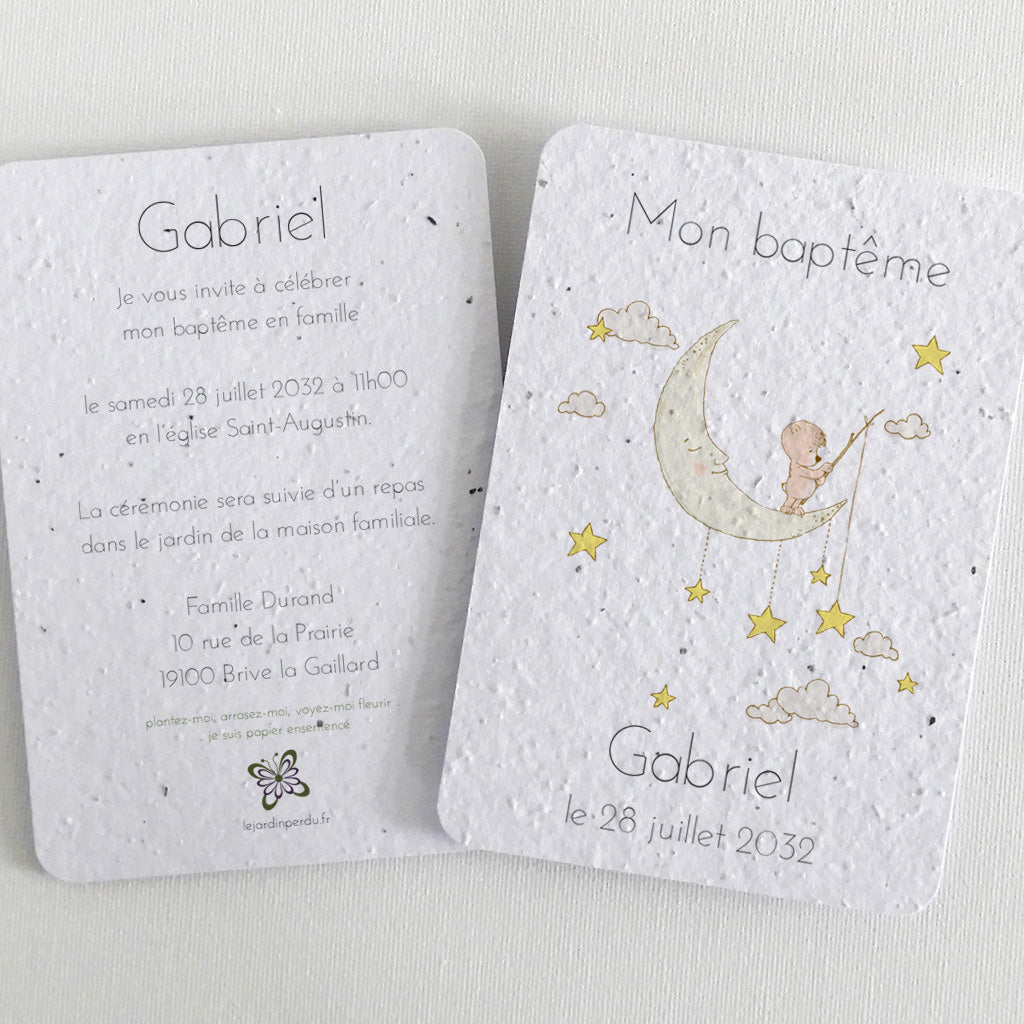 Invitation baptême ensemencée
