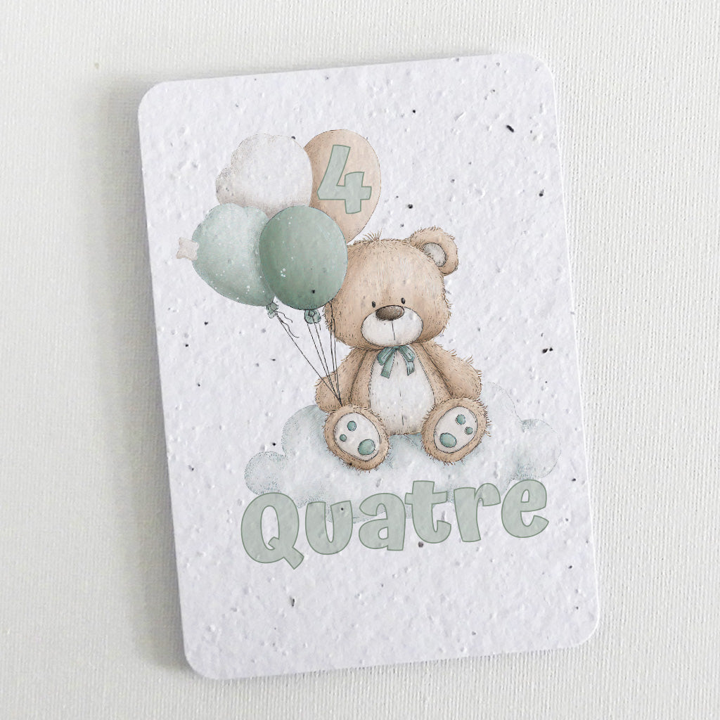 numéro de table nounours papier ensemencé