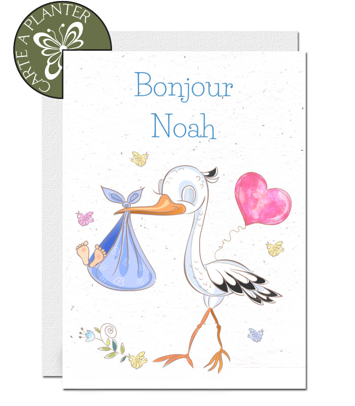 Carte de naissance à planter personnalisable petit garçon
