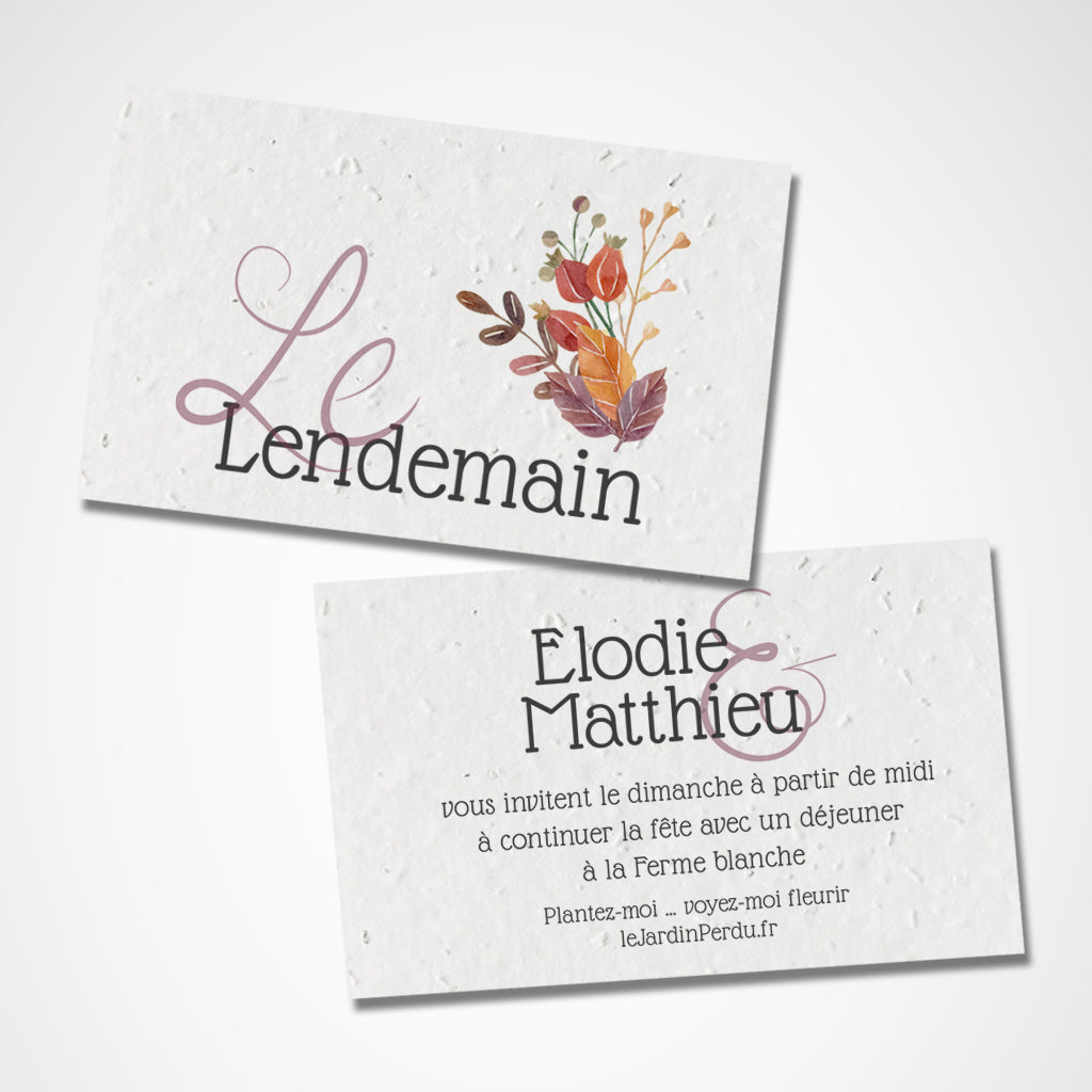 Faire-parts de mariage ensemencés le lendemain