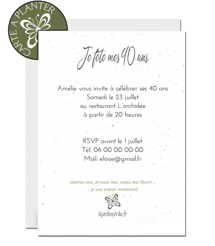 Invitation anniversaire à planter