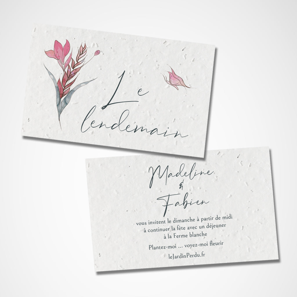 Carte mariage le lendemain à planter