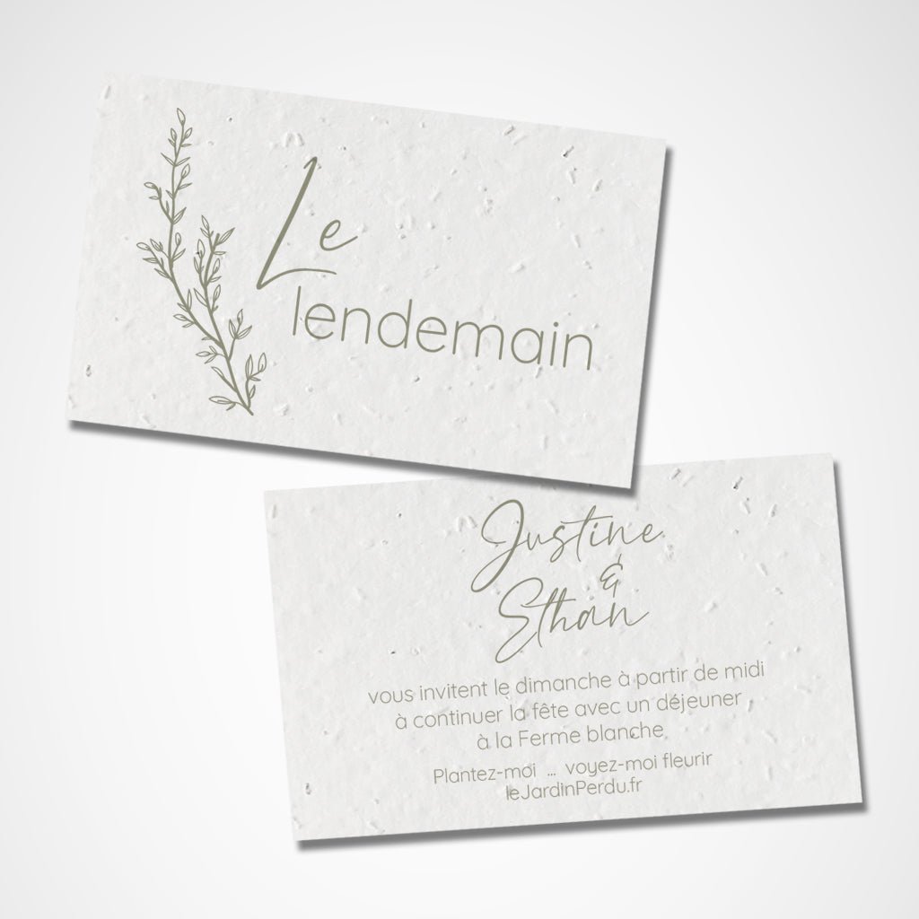 Carte d’invitation écologique le lendemain de mariage