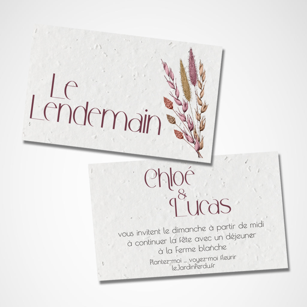 Carte papier ensemencé le lendemain de mariage