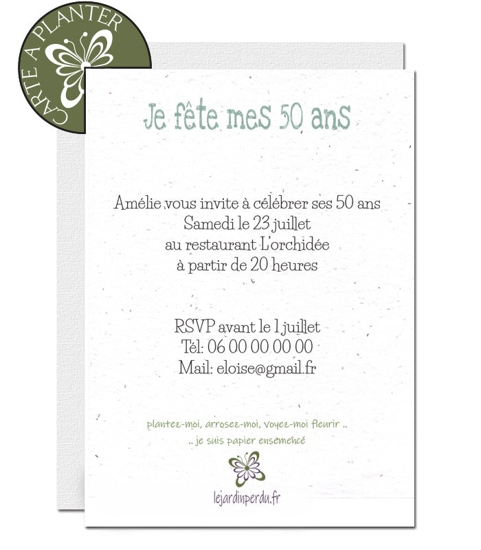 Invitation aniversaire à planter